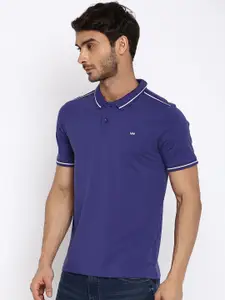 Lee Men Navy Blue Polo Collar Slim Fit T-shirt