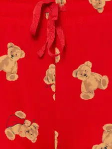 Lounge Dreams Women Red & Beige Printed Pure Cotton Lounge Pants