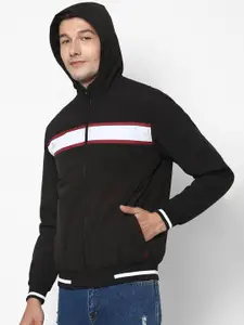 Allen Solly Men Black Striped Open Front Jacket