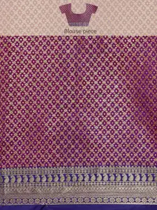 Mitera Pink & Gold-Toned Ethnic Motifs Silk Cotton Saree