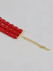 I Jewels Women Red Gold-Plated Wraparound Bracelet