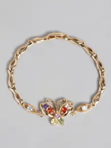 I Jewels Women Gold Stone Studded Adjustable Bracelet