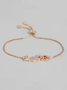 I Jewels Women Rose Gold-Plated Link Bracelet