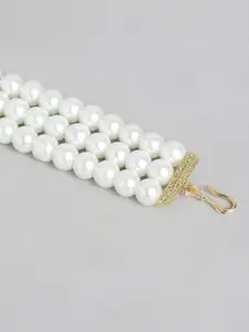 I Jewels Women White Gold-Plated Multistrand Bracelet