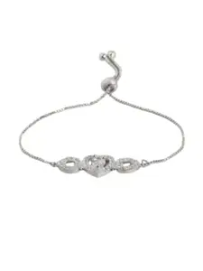 I Jewels Women Silver-Toned Rhodium-Plated Link Bracelet