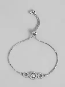I Jewels Women Silver-Toned Rhodium-Plated Link Bracelet
