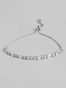I Jewels Women Silver-Toned Rhodium-Plated Link Bracelet