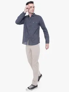 Kuons Avenue Men Charcoal Grey Smart Slim Fit Cotton Linen Casual Shirt