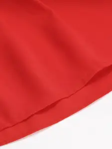 RARE Women Red Solid Smoked & Layered Mini Flared Skirt