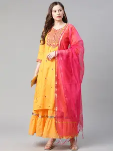 Rangriti Women Assorted Embroidered Kurta with Skirt & Dupatta