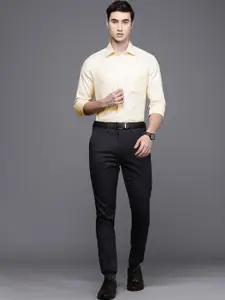 Louis Philippe Permapress Men Yellow Solid Wrinkle Free Formal Shirt