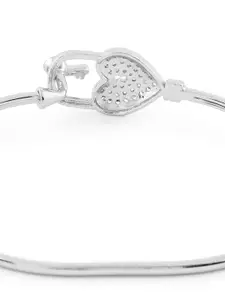 AMI Women Silver-Toned & White Brass Cubic Zirconia Kada Bracelet