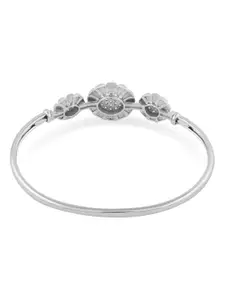 AMI Women Silver-Toned Cubic Zirconid Studded Kada Bracelet