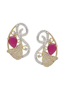 Voylla Red & White Gold Plated Paisley Designer Pendant Set