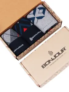 Bonjour Men Pack Of 3 Assorted Calf-Length Formal Socks