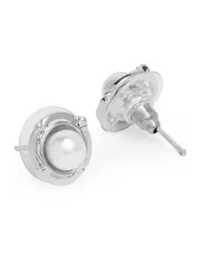 AMI Silver-Plated & White Pearls Contemporary Studs Earrings