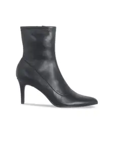 London Rag Black Solid Slim Heeled Boots