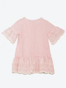 Biba Girls Pink Striped Drop-Waist Dress