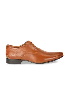 Bata Men Brown Textured Formal Derbys
