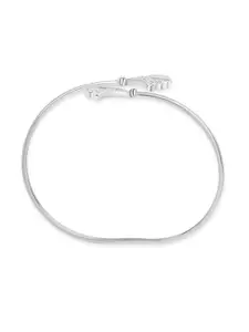 AMI Women Silver-Toned Brass Cubic Zirconia Silver-Plated Kada Bracelet