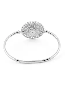 AMI Women Silver-Plated Brass Cubic Zirconia Kada Bracelet