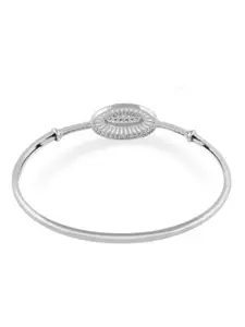 AMI Women Silver-Plated Brass Cubic Zirconia Kada Bracelet