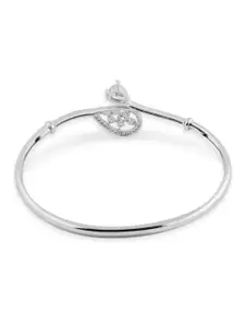 AMI Women Silver-Plated Brass Cubic Zirconia Kada Bracelet
