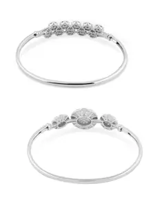 AMI Women Set Of 2 Silver-Plated Brass Cubic Zirconia Kada Bracelet