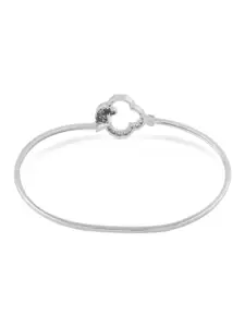 AMI Women Silver-Plated Brass Cubic Zirconia Kada Bracelet