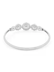 AMI Women Silver-Plated Brass Cubic Zirconia Kada Bracelet