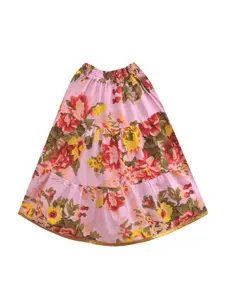 A.T.U.N. Girls Pink & Green Embellished Ready to Wear Lehenga & Blouse With Dupatta