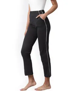 NOT YET by us Women Black & Charcoal Grey Pack Of 2 Pure Cotton Lounge Pants