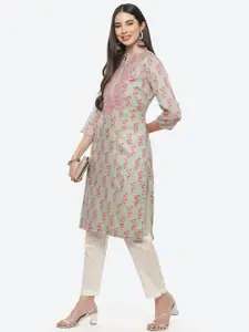 Biba Women Green Floral Printed Straight Printed