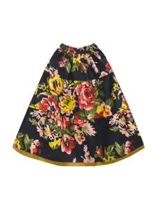 A.T.U.N. A T U N Girls Black & Red Ready to Wear Lehenga & Blouse With Dupatta