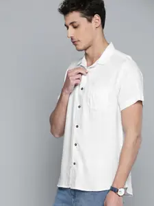 DENNISON Men White Smart Slim Fit Solid Opaque Casual Shirt with Chest Pocket