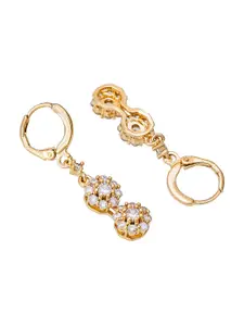 aadita Gold-Toned & White Floral Drop Earrings
