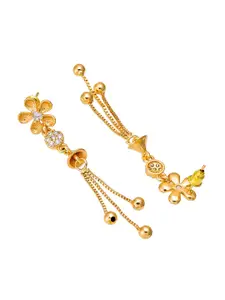 aadita Gold-Toned & Plated Geometric AD-Studded Drop Earrings