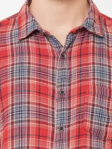 Pepe Jeans Men Red Tartan Checks Checked Casual Shirt