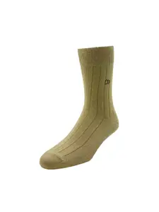 Peter England Men Beige Pack of 3 Cotton Calf Length Socks