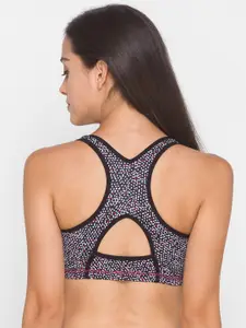 Candyskin Black & White Polka Dot Printed Padded Sports Bra