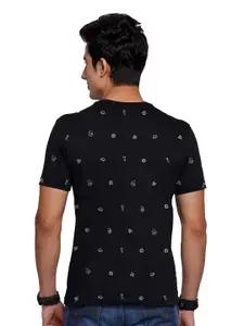 The Souled Store Men Black & White Cotton Space Print T-shirt