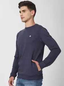 Peter England Casuals Men Navy Blue Solid Sweatshirt
