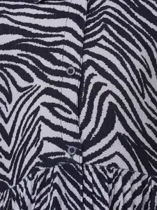 Oxolloxo Girls Navy Blue & White Crepe Shirt Dress