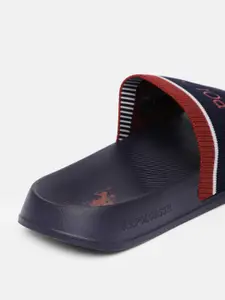 U.S. Polo Assn. Men Navy Blue & Red Nicholson 2.0 Self Design Applique Synthetic Sliders