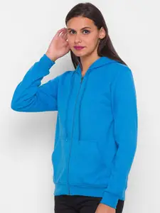 Globus Women Turquoise Blue Hooded Sweatshirt