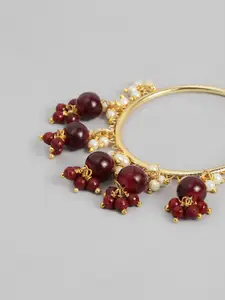 Peora Women Maroon & Gold-Toned Circular Hoop Earrings