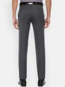 V Dot Men Charcoal Textured Slim Fit Trousers