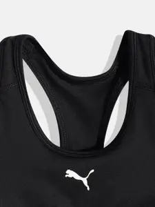 Puma Girls Black Brand Logo Print Bralette Crop Top