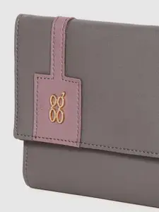 Baggit Women Grey Solid Applique Three Fold Wallet