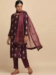 W The Folksong Collection - Women Prune Modal Satin Solid Kurta